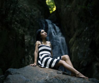 portrait at waterfall